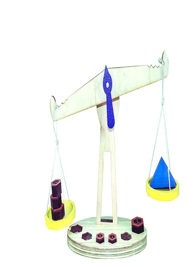 Techny Birds Technybirds Wooden Weighing Balance Toy for Colorful Weights Pre-School Learning Game | Pan Balance Scale for Kids | Education Puzzle Learning Aid for Kids (Multicolor Pieces) - Image 4